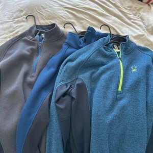 Spyder Men's Blue and Gray Zip-Up Sweater Trio